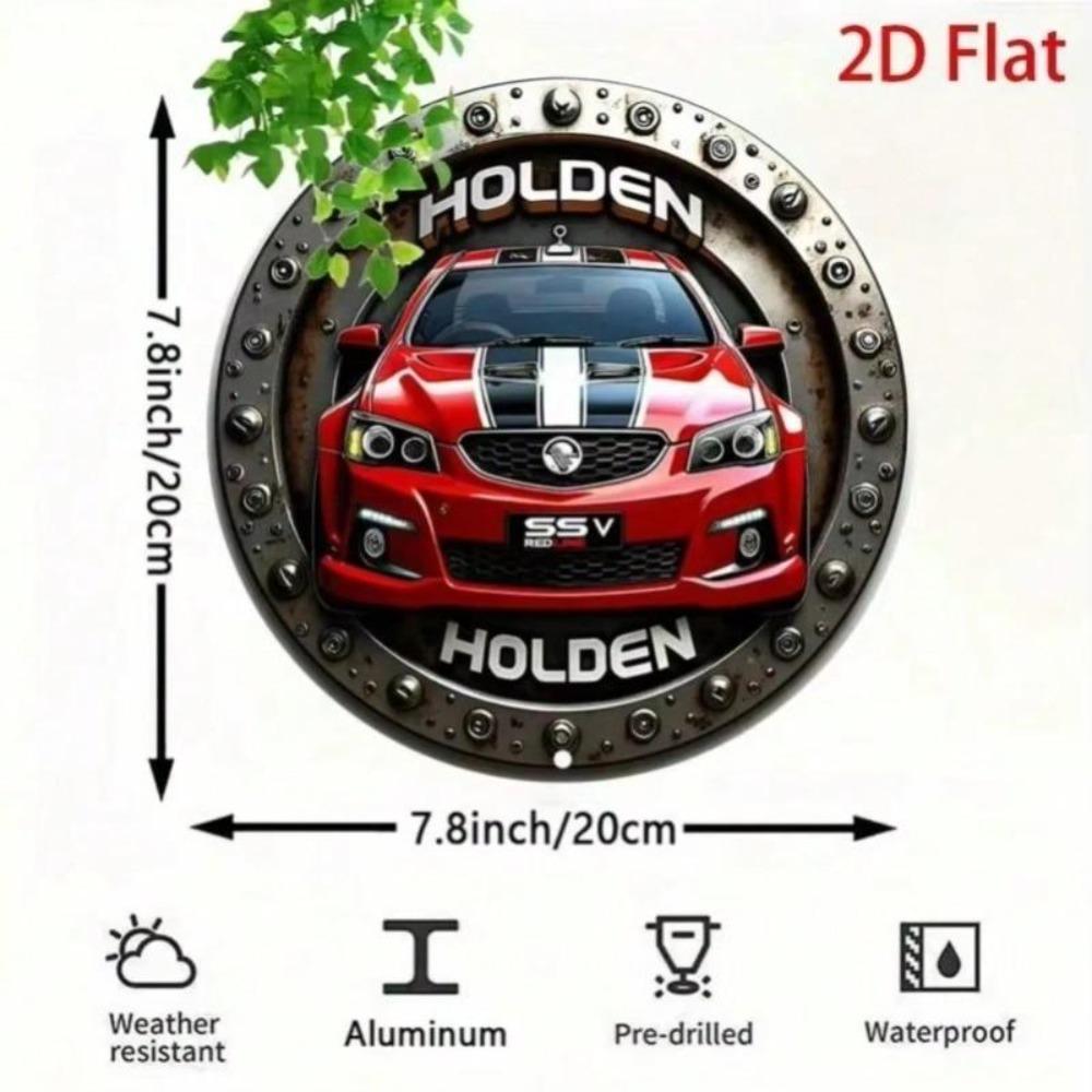 Винтажный металлический настенный знак гаража Holden, 8 дюймов, круглый, с красно-черной полосой