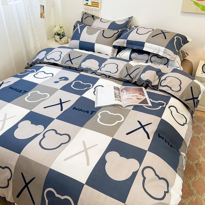 Simple Bedding Washed Cotton Four-piece Set Pastoral Bed Sheet Quilt Cover Bedding Three-piece Set