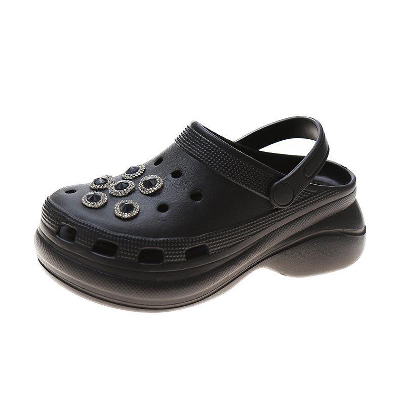 Sandals Women Summer PVC Womens Platform Garden Shoes Increase  Outdoor Sandals Beach Slippers Crystal Wedge Sandalsge3