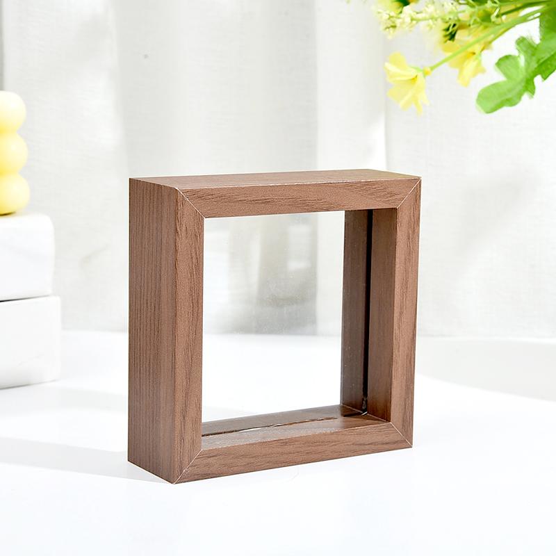 1шт креативная модная фоторамка двухсторонняя стеклянная мини квадратная рамка для образцов деревянная ретро
