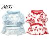 Bow Pattern Pet Dress Sheer Mesh Dog Dress, Ruffled Cute Bowknot Loose Puff Sleeve Sleeve, Breathable Summer Outfit for Small Dogs