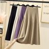 Autumn Winter Korea Style Women Knit Causal Pleated Skirt A-line Solid Color Fashion Lady's Elegant Casual Long Skirt QT2449