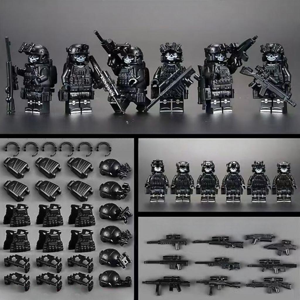 Military Special Forces Minifigures Building Blocks SWAT Ghost Commando Police Soldiers Army Action Figure Weapons Bricks Kids Toy Birthday Gifts