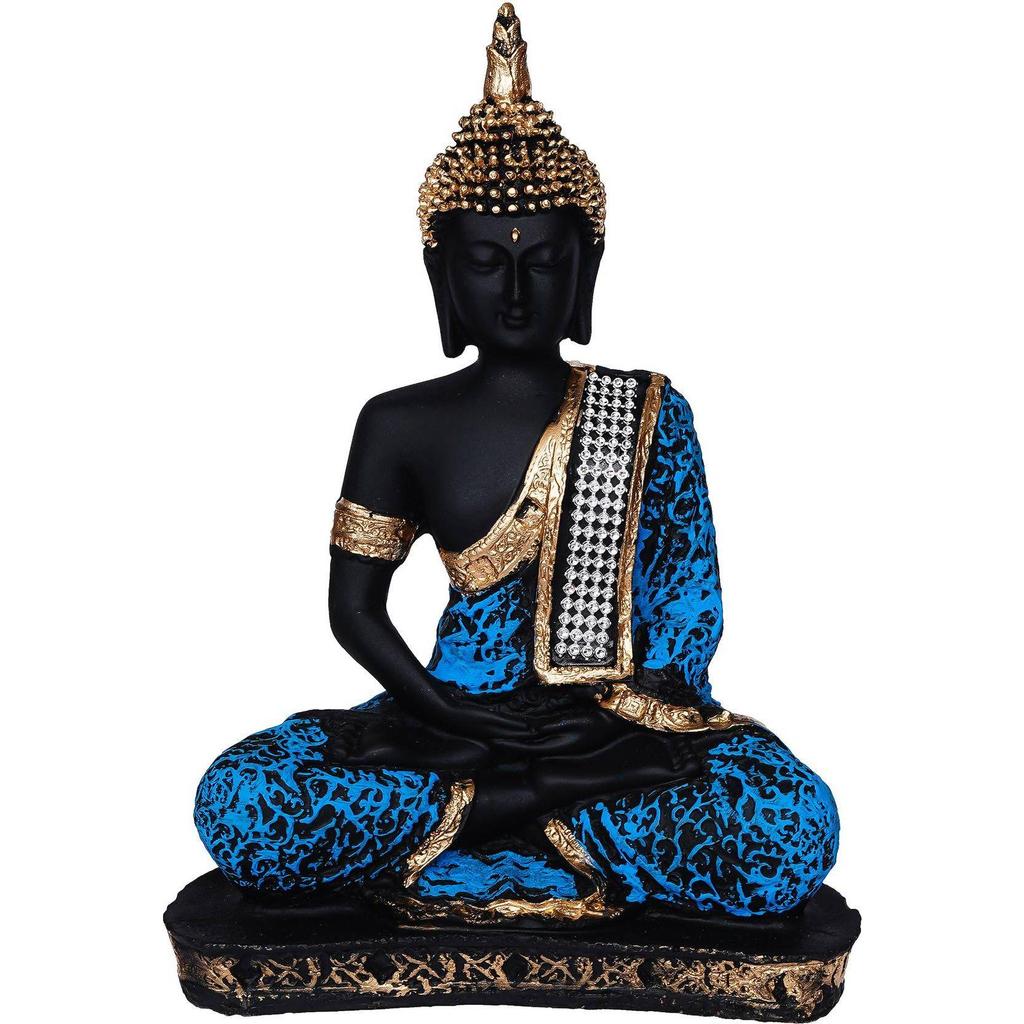 Статуя Будды для медитации для домашнего декора Идол/Предмет интерьера Декоративный предмет - 17 см  (Полирезин, синий)