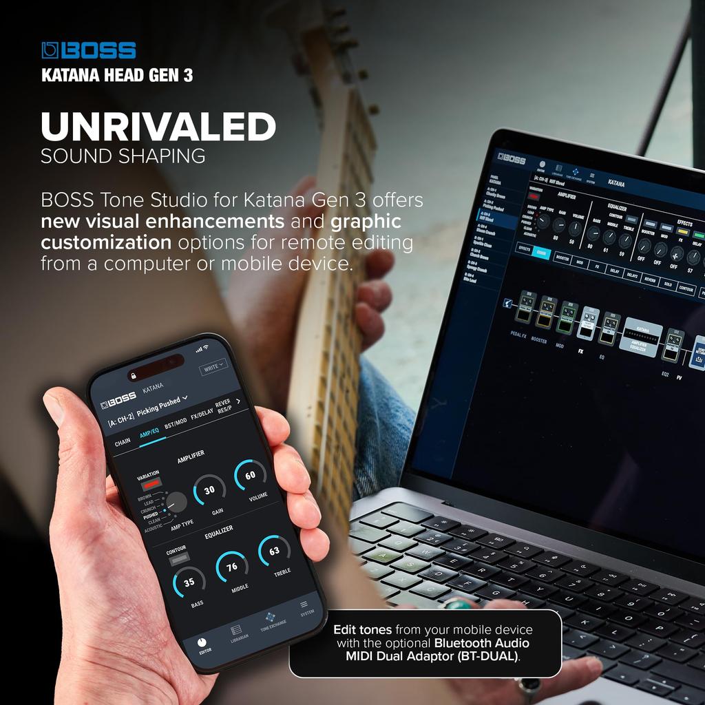 BOSS Гитарный усилитель GEN 3 Head 3-го поколения 100 Вт с 5-дюймовым динамиком KATANA-HEAD Multi-Function