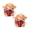 2Pcs Mini Plaid Bear Ornaments Christmas Tree Hanging Decor Cute Bear Keychain Festive Xmas