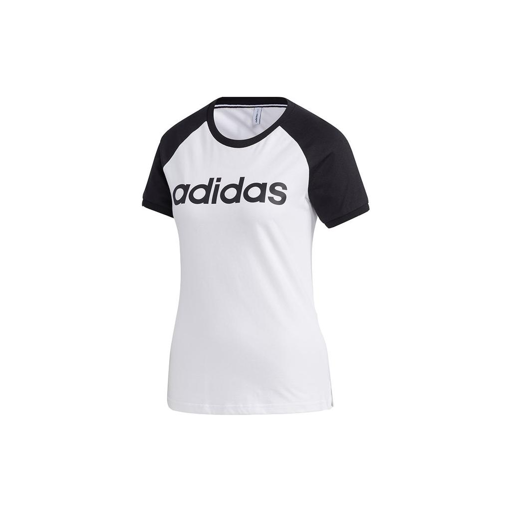 adidas Футболка с коротким рукавом и круглым вырезом Neo Logo Color Block, женская белая GJ7920