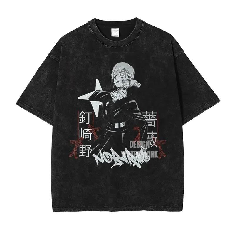 Anime J-Jujutsu K-Kaisen T Shirts Vintage Washed CHOSO T-shirt Oversize Short Sleeve Fushiguro Toji Gojo Saturo Itadori Tees Men