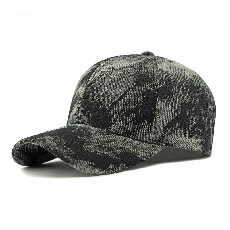 Vintage Washed Denim Baseball Cap Women Ethnic Jacquard Hard Top Hat Retro Sun Protection Peaked Cap Outdoor Casual Hat