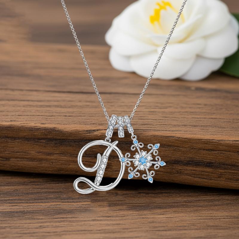 Barbie necklace [Original design] Letter Snowflake-D, cold temperament, high-end, niche and versatile, ins style, high-looking, romantic ZJYXL-HJ-039