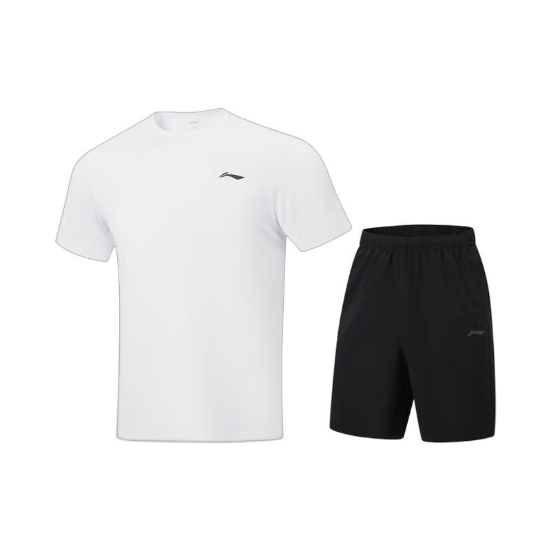 Li-Ning Мужской спортивный костюм с коротким рукавом и шортами, лето 2026, AWBW087