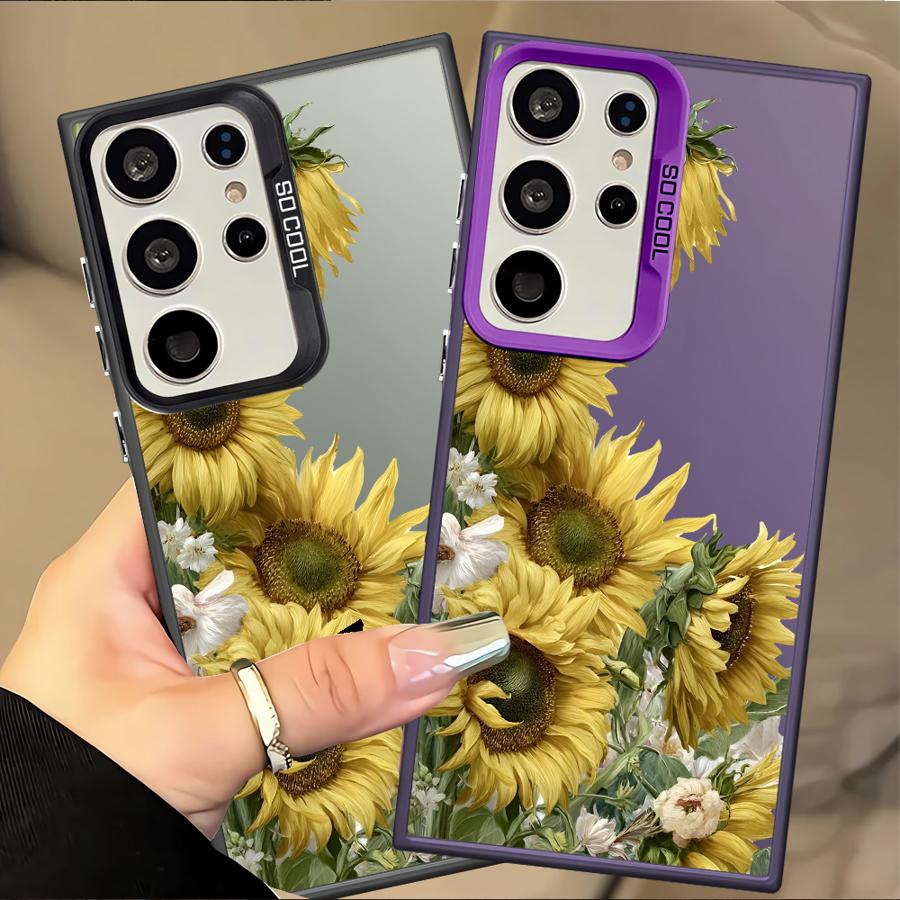 Модный Чехол-Бампер с Рисунком Подсолнуха для Samsung Galaxy S25 S22 S21 S23 Ultra Note 20 Ultra S24 FE S23 S20 Plus S25Edge