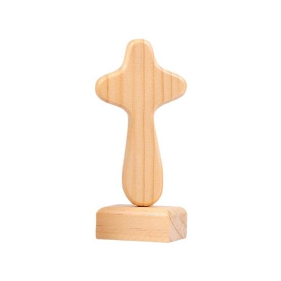 Wooden Cross Decoration with Magnetic Base Handmade Faith Prayer Cross Home Office Bookshelf Desktop Decoration Ornament