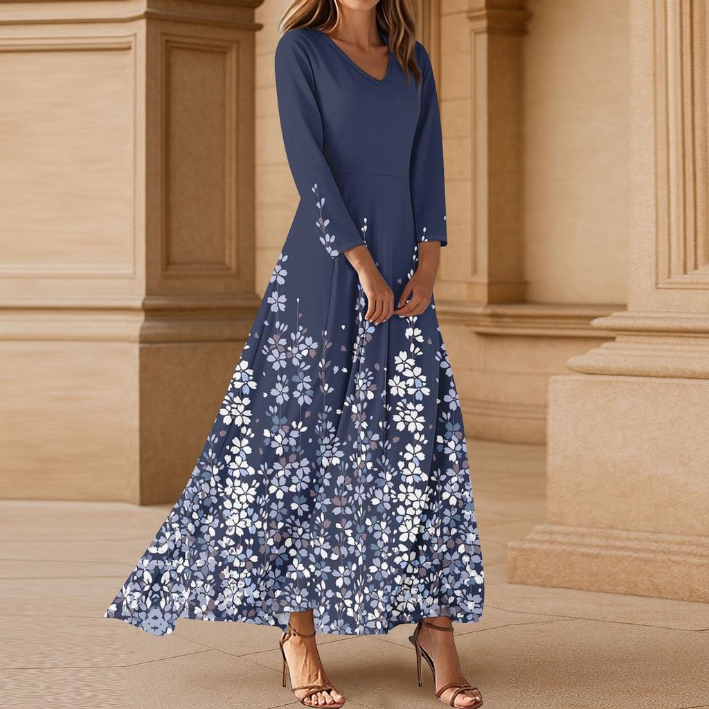 Платья для женщин Винтажное цветочное туниковое платье миди с завышенной талией Летнее повседневное платье с рукавом 3/4