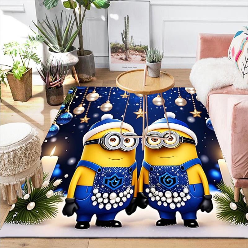 1Pc Christmas Minions Celebration Rug Office Carpet Indoor Outdoor Doormat Nonslip Soft And Comfortable Living Room Christmas Halloween Gift D91853