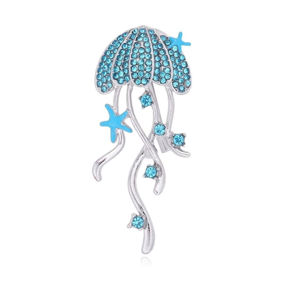 Sparkling Rhinestone Breast Pin Zinc Zinc Alloy Sea Life Pins New Jellyfish Brooches Women