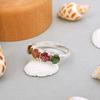 Natural Multi-Tourmaline Quadruple 925 Sterling Silver Ring Size 9 US Gift Ring