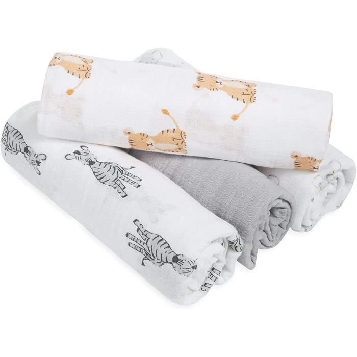 Aden + anais Essentials Cotton Muslin Swaddle Blankets - Pack de 4 Safari Babes