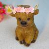 Resin Cow Statue Cartoon Animal Sculpture Table Decor Miniatures Figurine  Cabinet