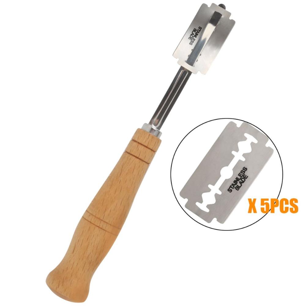 With 5pcs Replacement Blades Arc Curved Dough Slicer Bread Lame Cutter Toast Knife Baking Tools