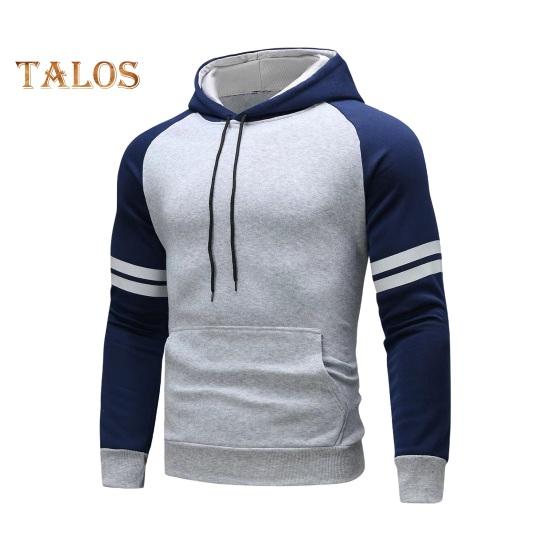 Мужская толстовка с капюшоном на осень-зиму с цветными блоками, длинными рукавами, большим карманом, эластичными манжетами и подолом, тонкая облегающая повседневная одежда, повседневный спортивный топ