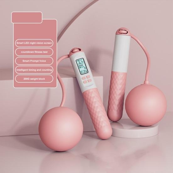 Skipping Rope with Counter Cordless Weighted Jump Rope with Ball Adjustable Length Fitness Smart Skipping Rope Exercise Equipment