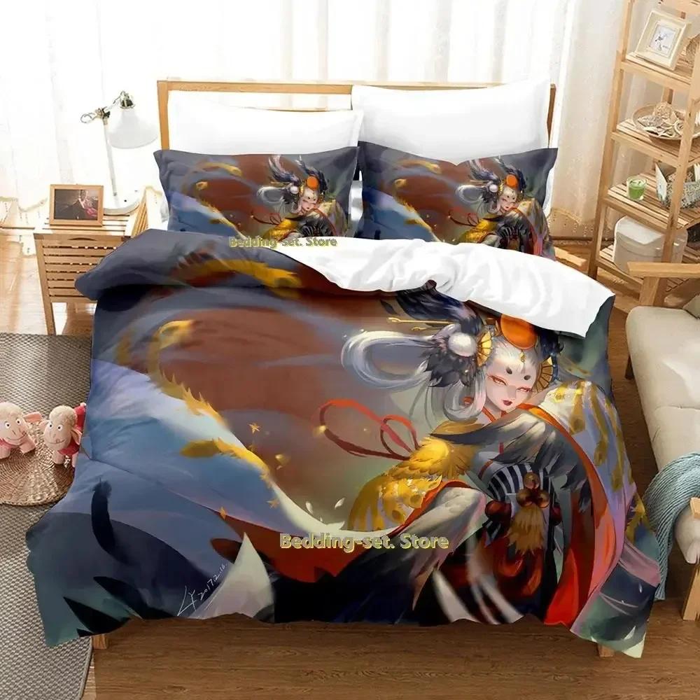 3D-печать Игра Kawaii Girls Onmyoji Постельное белье Комплект односпальных двуспальных кроватей Queen King Size для взрослых и детей Спальня Пододеяльники Комплекты