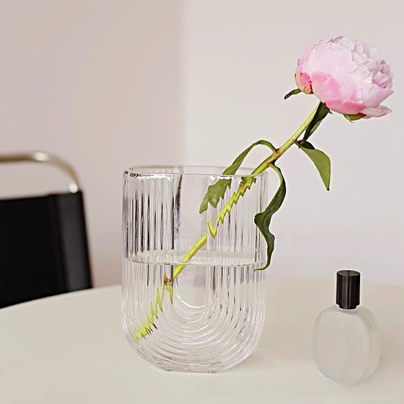 1PC Transparent Vase Decorative Ornament Flower Bucket Household Flower Pot Hydroponic Ware Imitation Glass 5 Styles