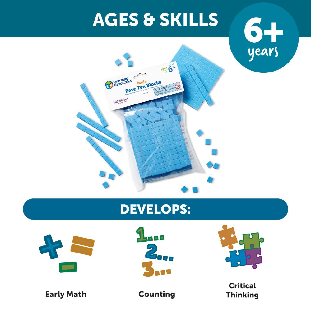 Learning Resources Base Ten Blocks Smart Base Ten Blocks Mini LER 3671 Pack, Pack,