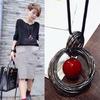 Women Necklaces with Drop Pendant Long Paragraph Sweater Chain Decorative Crystal Pendant Necklace