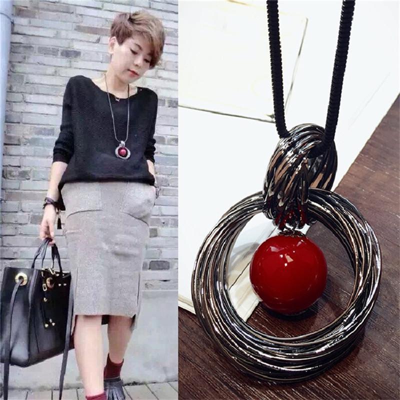 Fashion Jewelry Women Necklace with Drop Pendant Long Paragraph Sweater Chain Decorative