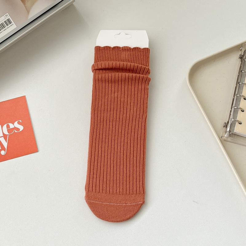 5/10 Pairs Autumn Winter Wool Socks for Women: Mid Calf Socks Fashionable Warm Versatile Pile Socks Solid Color Lace Socks Loose Fit Cashmere Socks