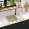 Kitchen Sink with Overflow Oval Beige Granite
