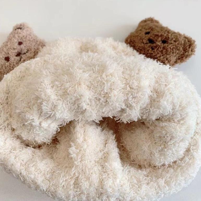 2pcs Little Bear Plush Baby Hat Autumn/Winter Baby Hat Scarf One Piece Set for Children's Warm Ear Protection Hat Super Cute