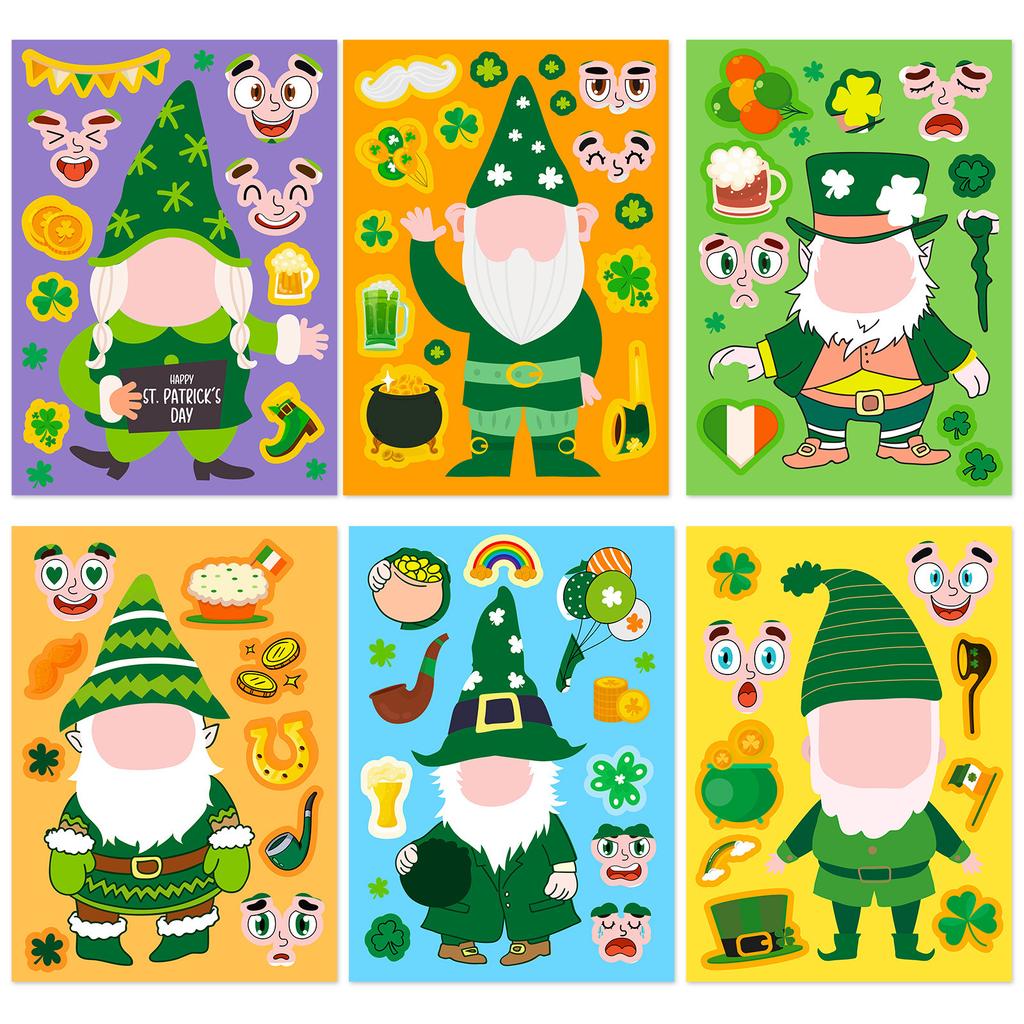 6 Diy St Patrick'S Day Stickers Headbands Irish Hat Festival Puzzle Stickers Iii
