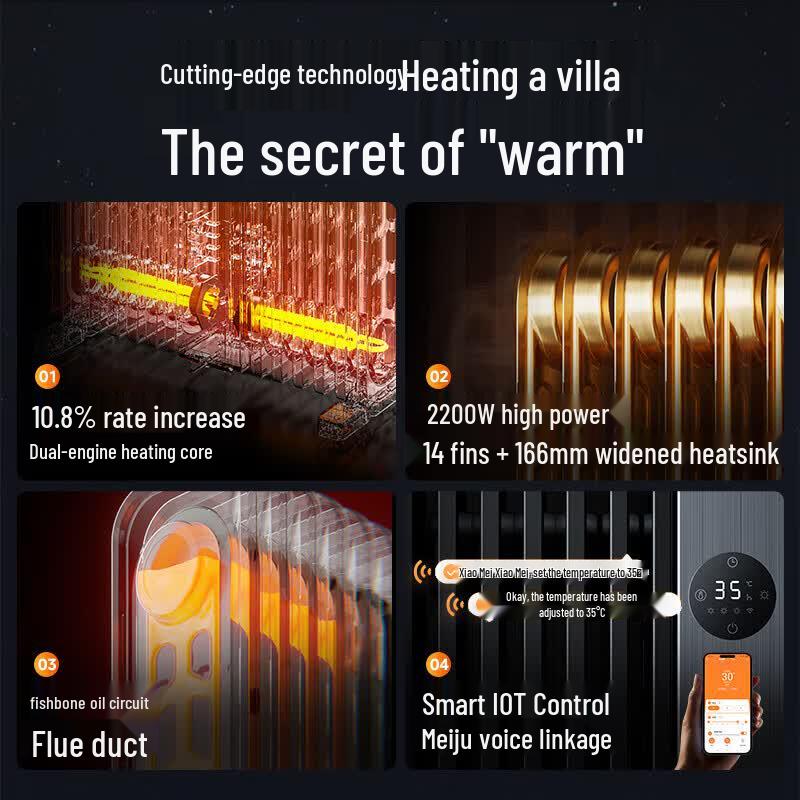 Midea Oil-Filled Radiator Heater CN plug (adapter included)