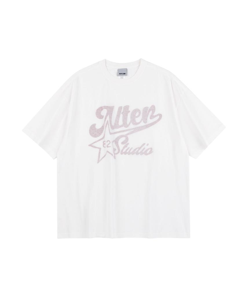 ALTER STUDIO Футболка с ретро-принтом наоборот_Белый