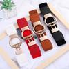 Women Stretch Waist Belt Fashionable Elastic Metal Buckle Adjustable Cincher For Dresses Casual Outfit Party Office Wear