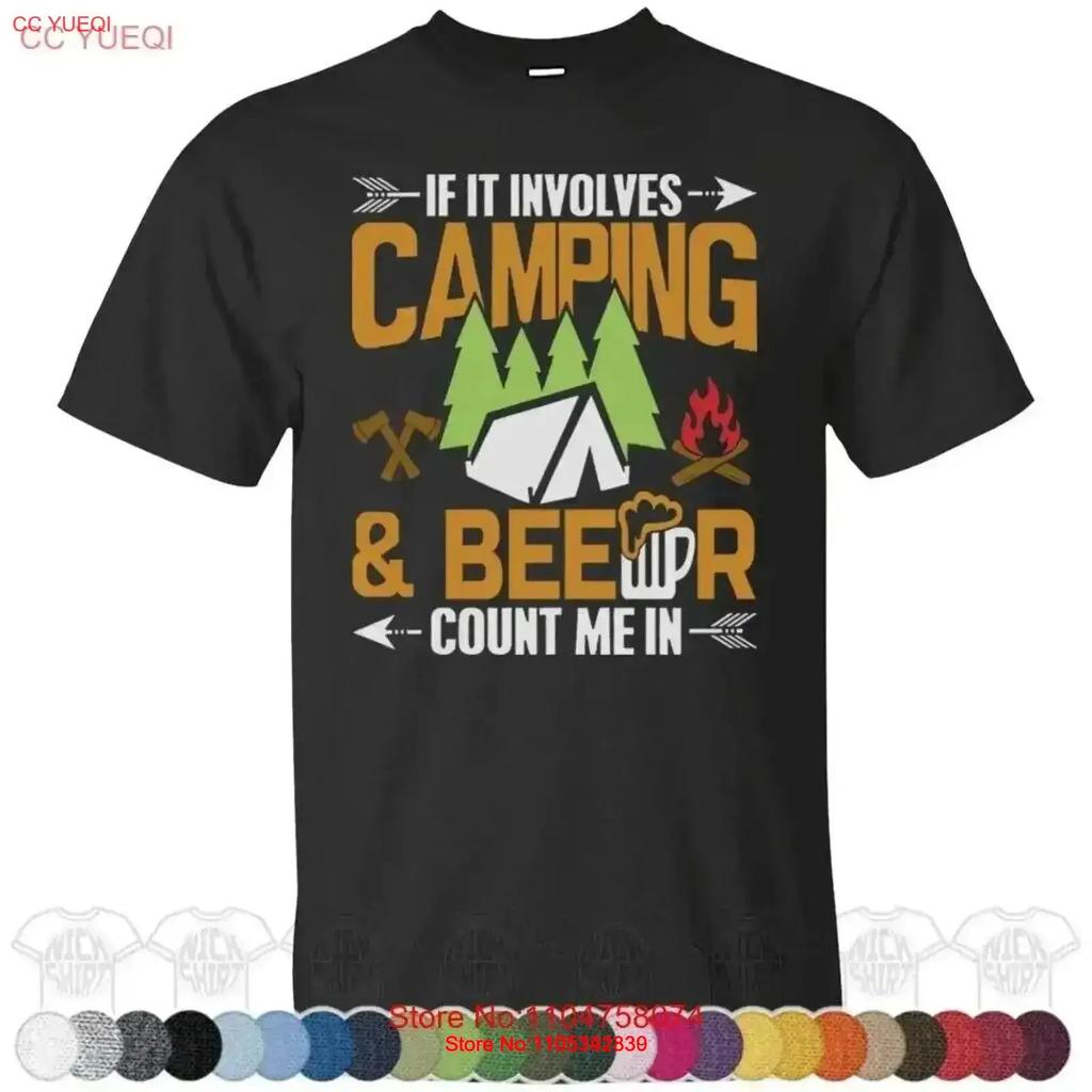 Camping Beer Mountian Time Explore Adventure Travel Wild Forest Tent T Shirt Vintage Soft Versatile Slightly Breathable