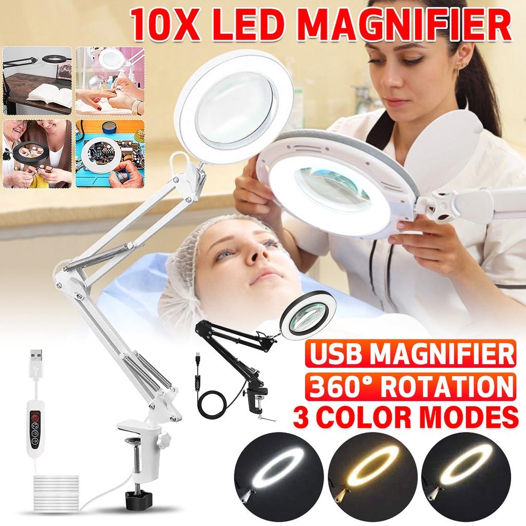 3 цветовых режима, источник питания USB, подсветка, лупа, складная 10-кратная лупа, настольная лампа, светодиодные лампы для чтения