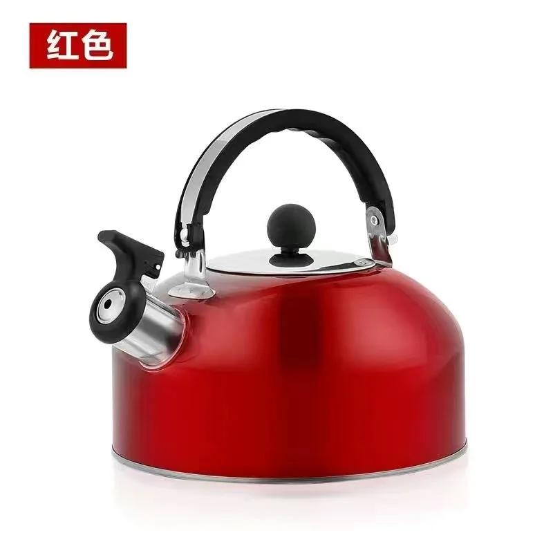 3L Stainless Steel Teapot Whistling Kettle Teapot Stove Gas Water Kettle with Ergonomic Handle for Cooking Camping Trips Outdoor