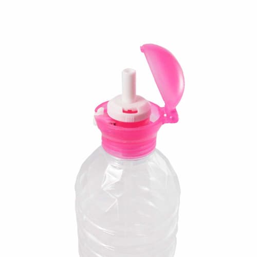 Skater Push Type Plastic Bottle Straw Cap 350ml 500ml Pink PSHC3-A