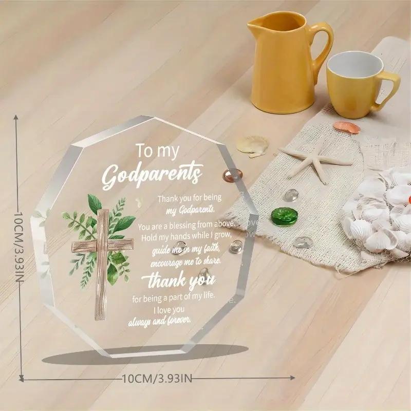 Современная акриловая табличка Признательность крестным родителям Настольный декор Знак благодарности с крестом Многоцелевой памятный подарок