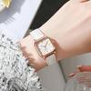 Simple Casual Quartz Watch Women Ins Inspired Square Shape Wristwatch Leather Band Watches