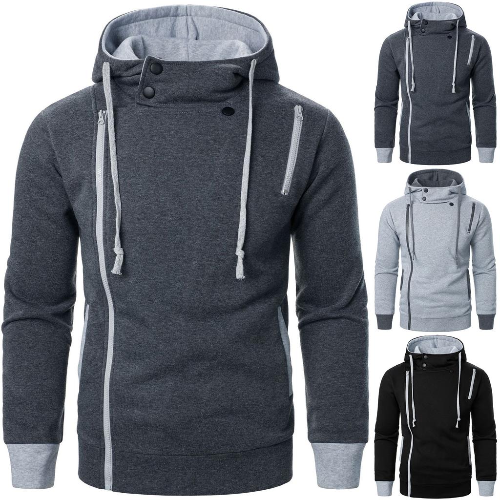 Men‘s Zipper Pullover Long Sleeve Hooded Sweatshirt Tops Blouse