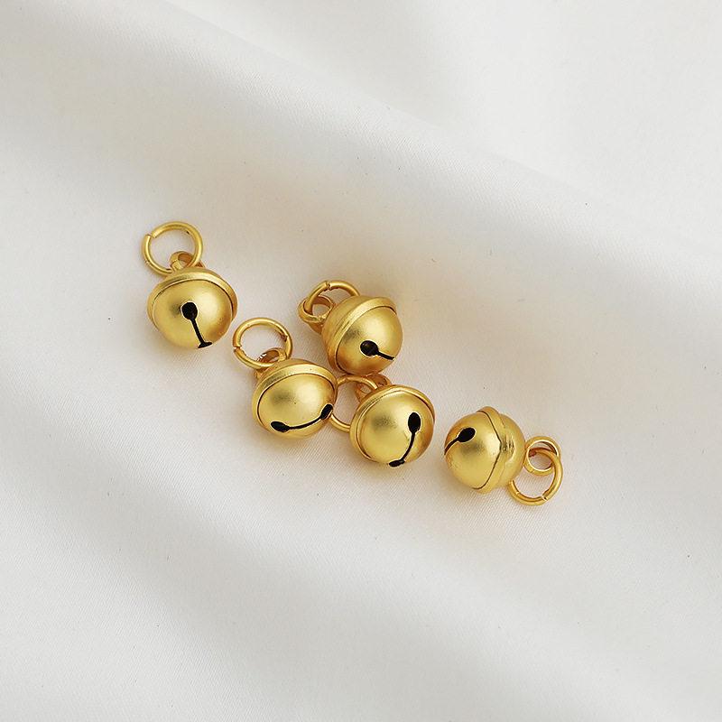 Sand Gold Plated Bell Pendant with Ring Ball Woven Rope Bracelet Charm - DIY Handmade Jewelry