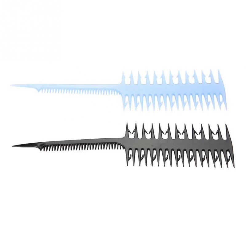 2 Colors Plastic Double-sided Wide Fine Tooth Highlighting Comb Piece Strip Dyed Hair Comb