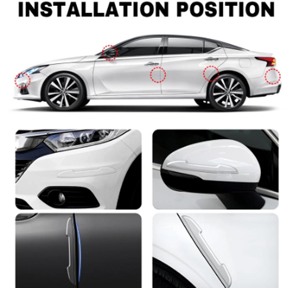 4pcs For Ford Focus Mustang Mk3 Ranger Mondeo Mk4 Transparent Car Logo Door Anti-Collision Strip Bumper Guard Protector Sticker QY2