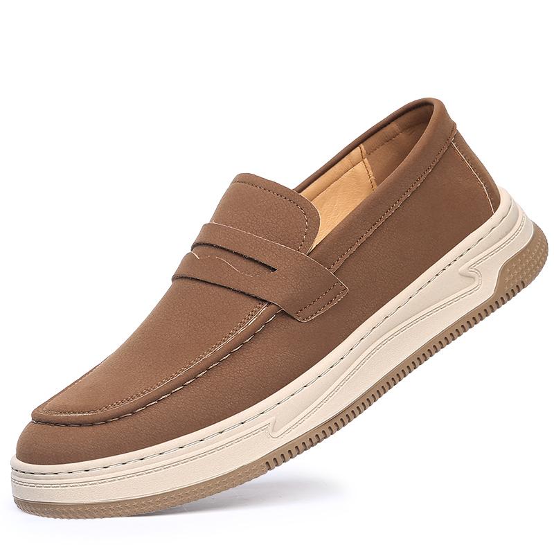 Модный Роскошный Бренд Мужские Удобные Лоферы из Замшевой Кожи на Мягкой Подошве Слипоны Универсальные Повседневные Деловые Формальные Туфли из Натуральной Кожи