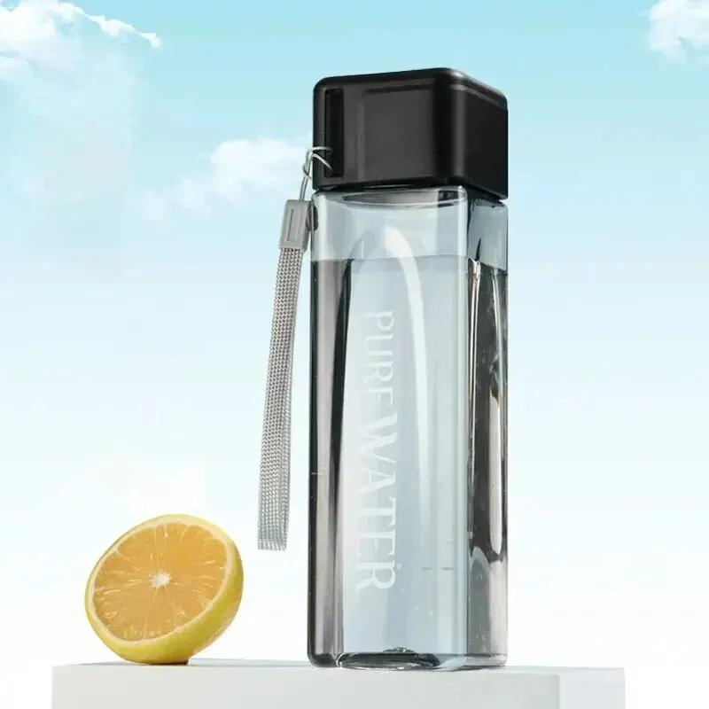 1 шт. прозрачный квадратный стакан для питья в пластиковой переносной бутылке для воды Mate с молочным кабелем для занятий спортом на открытом воздухе